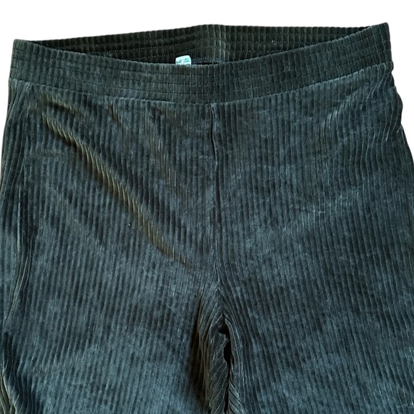 Aerie Green Groove On Velour Ribber Rib Flared High Rise Pants Large - Picture 6 of 9